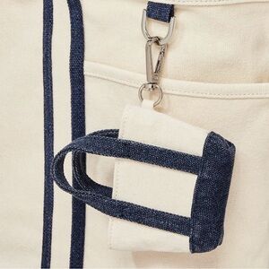 Canvas Mini Tote Bag purse charm keychain navy cream tj